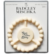 Wholesale - 1pc Silicone Peace Teether - Ivory "Good Vibes Baby" C/P 100, UPC: 195010139519